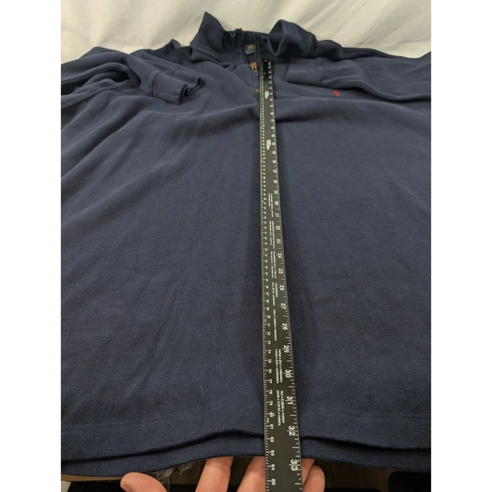 Polo Ralph Lauren Quarter Zip Pullover Mens 4XLT Navy Blue Heavy Cotton Sweater